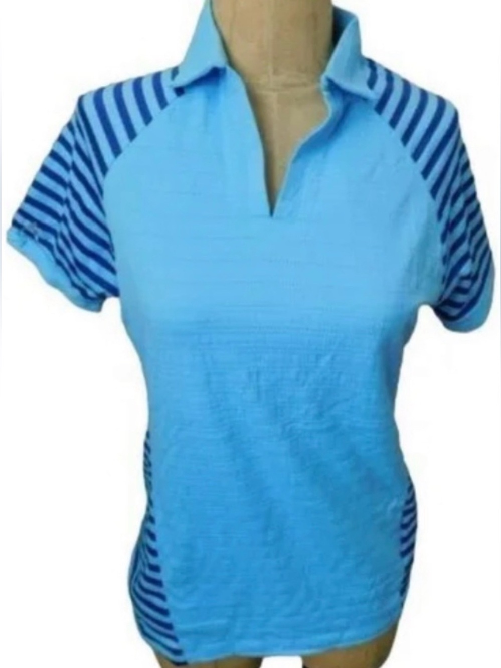 Antigua Desert Dry Golf Polo Shirt Women’s Small Blue Striped NWT Athletic